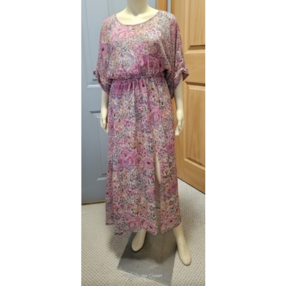 Mes Demoiselles  Maxi Dress Pink Floral Kimono, (42) 10 GUC✔️